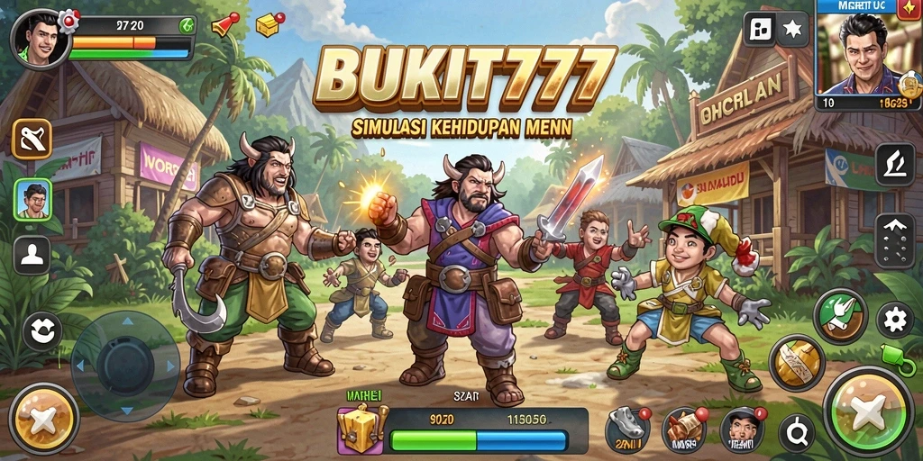 Screenshot gameplay BUKIT777 menunjukkan interaksi karakter dan lingkungan.