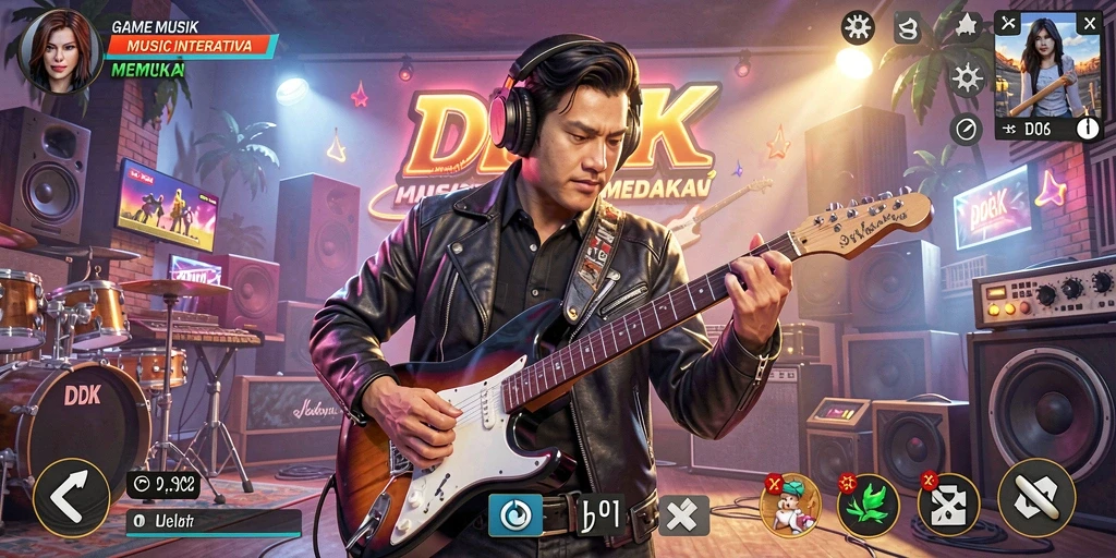 Screenshot DKK menampilkan gameplay yang seru dan interaktif dalam permainan musik.