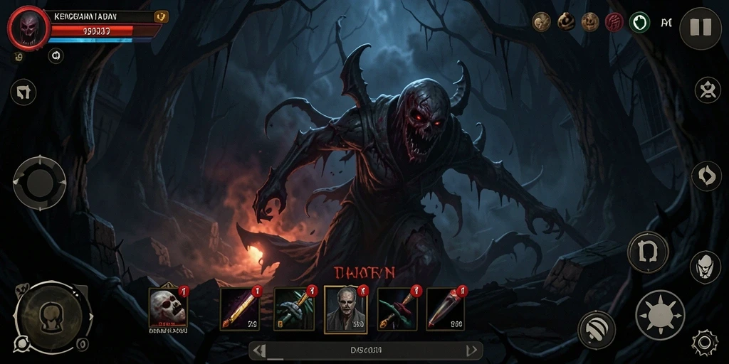Screenshot gameplay DYO1 menampilkan suasana menyeramkan dan penuh ketegangan.
