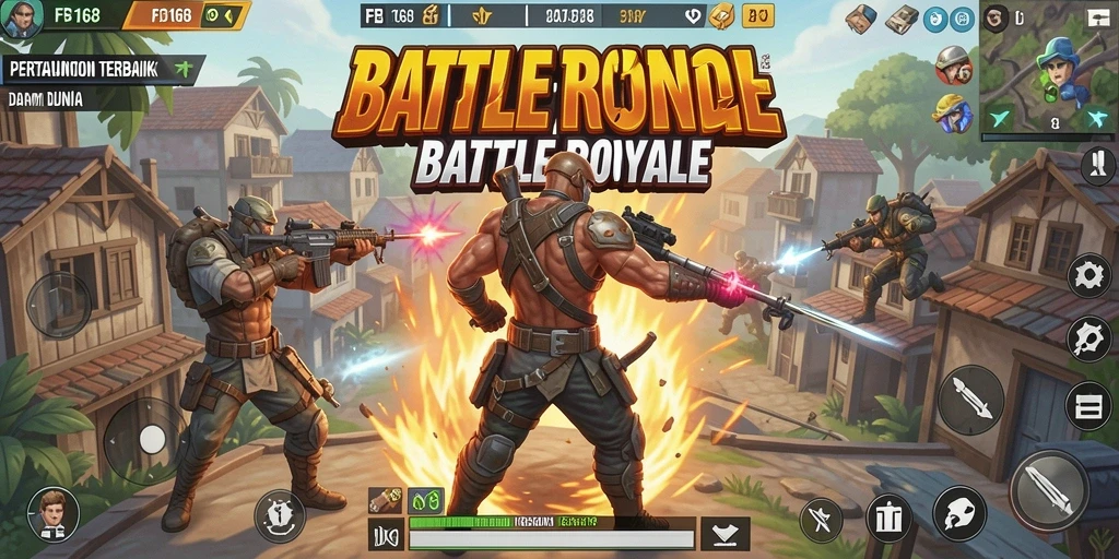 Tampilan seru dari gameplay <strong>FB168</strong> dalam pertarungan Battle Royale.