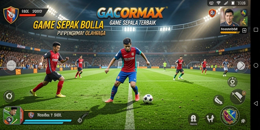 Tangkapan layar GACORMAX dengan adegan pertandingan sepak bola yang intens.