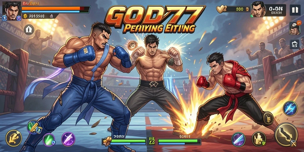 Gameplay Fighting intens di GOD77 dengan aksi yang seru.