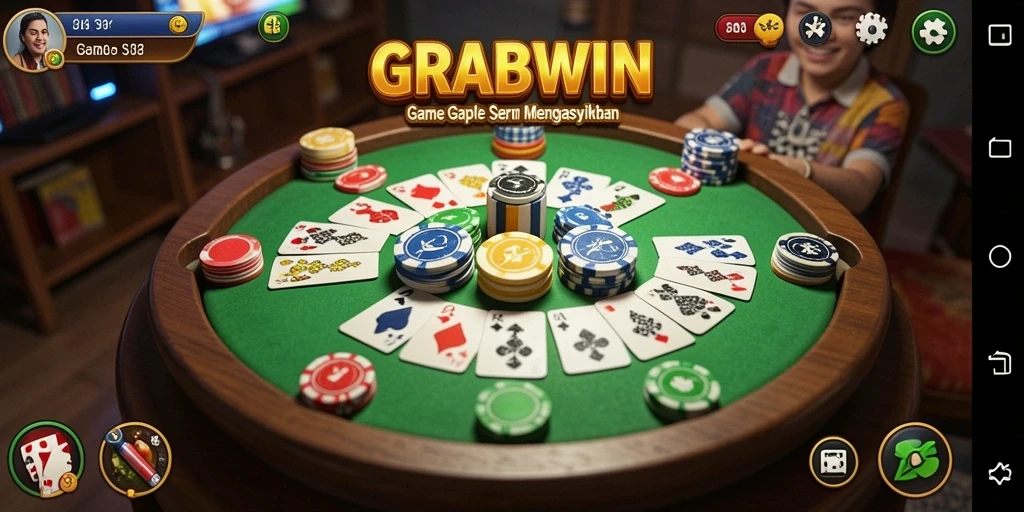 Tampilan seru gameplay Gaple di GRABWIN yang penuh tantangan.