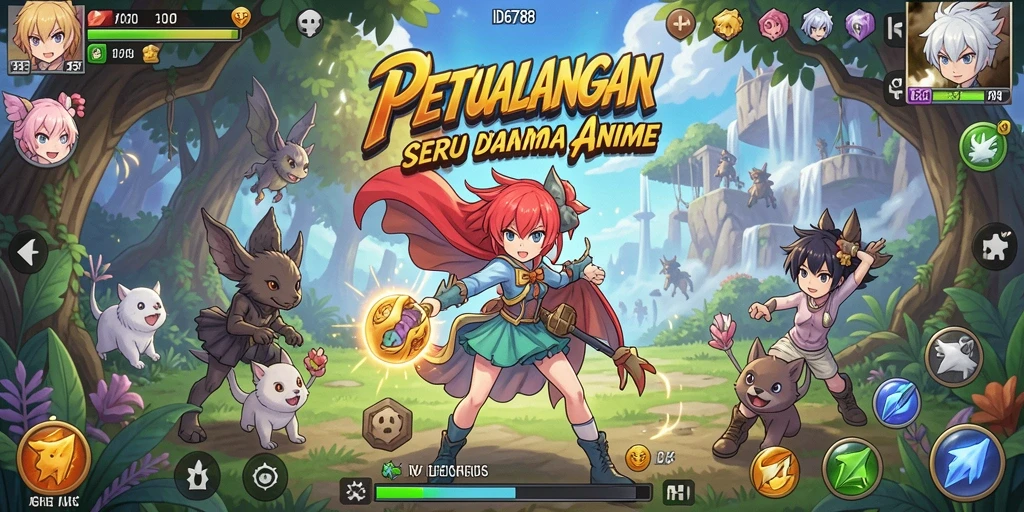 Screenshot gameplay menampilkan karakter anime beraksi.