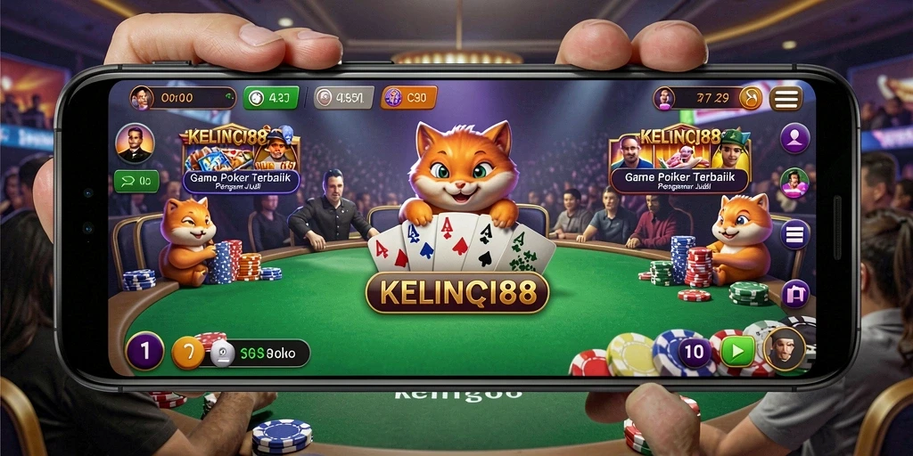 Gameplay seru KELINCI88 dengan pemain Poker di meja.