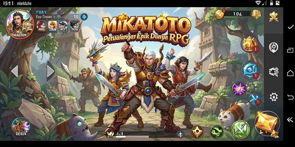Screenshot gameplay MIKATOTO menampilkan aksi pertarungan epik yang mendebarkan.