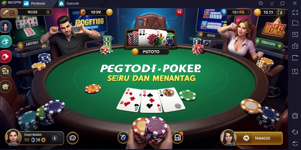 Tampilan gameplay Poker yang mendebarkan dan interaktif.