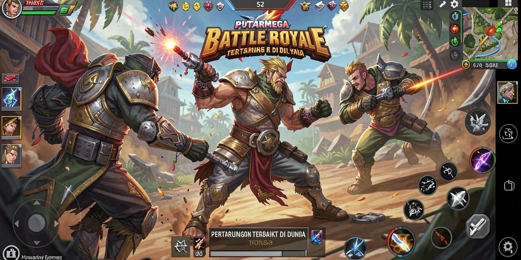 Tampilan gameplay seru di arena Battle Royale PUTARMEGA.