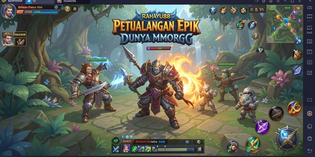 Tampilan gameplay RAHAYU88 dengan pertempuran epik dan grafik fantastis.