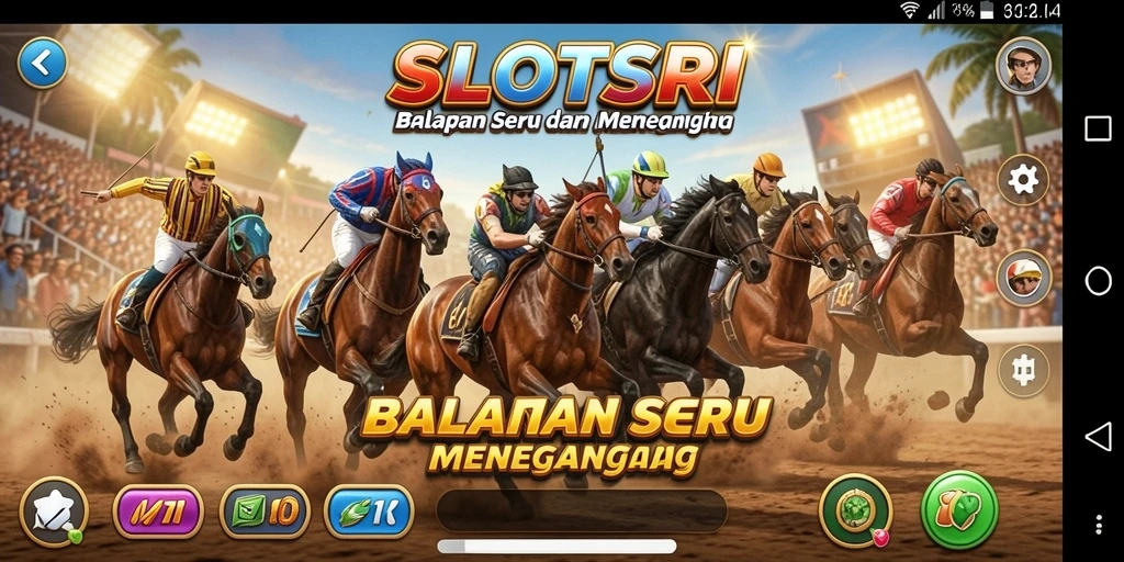 Screenshot dari gameplay SLOTSRI yang penuh aksi balapan.